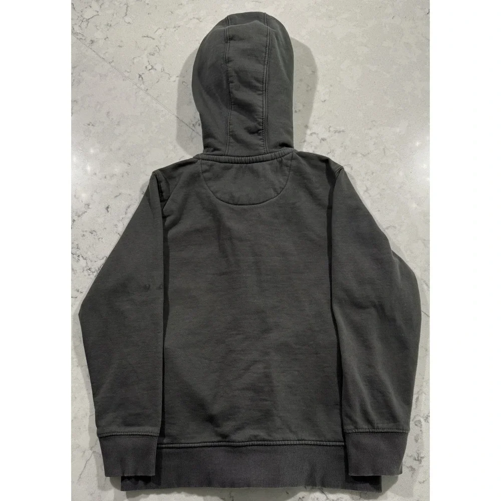 Quiksilver Hoodie Kids Size 6 Gray Fleece Full Zip Graphic Sweatshirt Skate